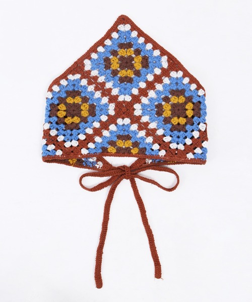 WC(ダブル シー)の「カラークロシェバブーシュカ(ヘアバンド・レディース・ベージュ/ブラウン/オレンジ・FREE)」の5枚目の写真