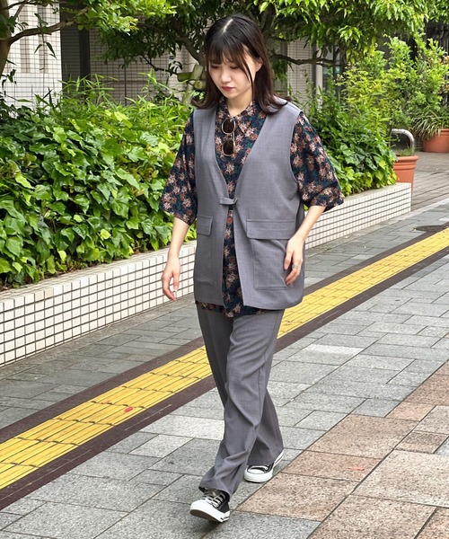 kutir(クティール)の「【セットアップ可】リネンライクジレ(ベスト・レディース・ブルーグレー/キャメル/スモークピンク/ライトグリーン/アイボリー/ブラウン・FREE)」の16枚目の写真