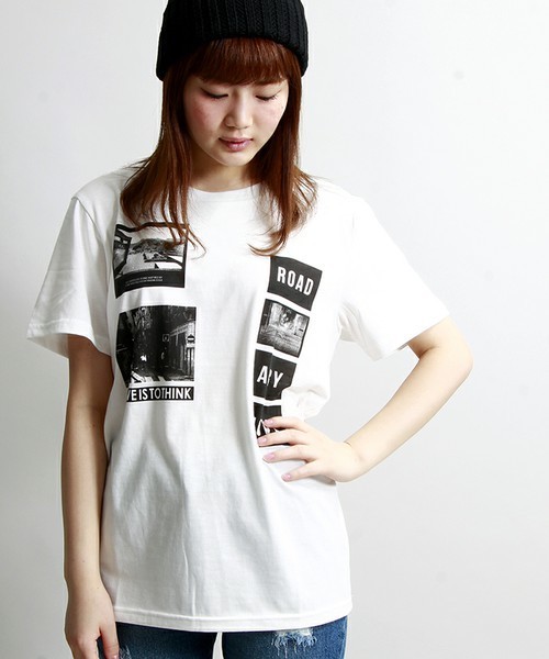 WEGO(ウィゴー)の「WEGO/コラージュフォトBOXTシャツ(Tシャツ/カットソー・メンズ・ホワイト/レッド・MEDIUM/LARGE)」の2枚目の写真