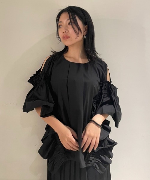 Risley（リズレー）の「Risley/リズレー/2WAYフリルブラウス（Tシャツ/カットソー・レディース・ブラック/レッド・FREE）」の7枚目の写真