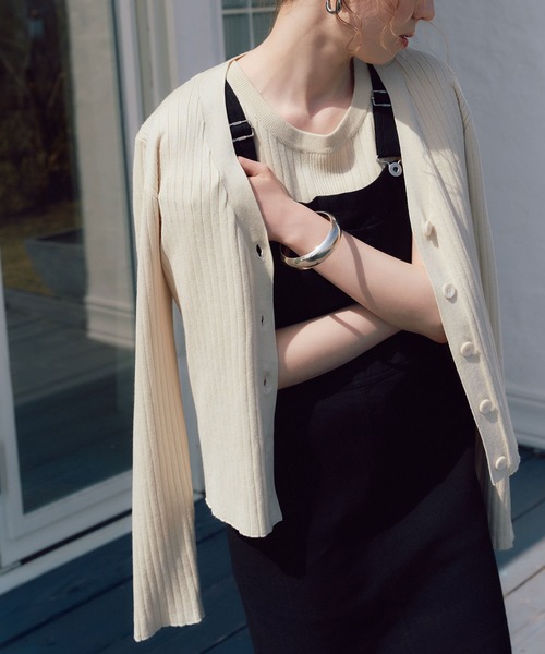 titivate（ティティベイト）の「ランダムリブニットカーディガン（カーディガン/ボレロ・レディース・アイボリー/ライトブルー/ブラウン/ブラック・S/M/L）」の10枚目の写真