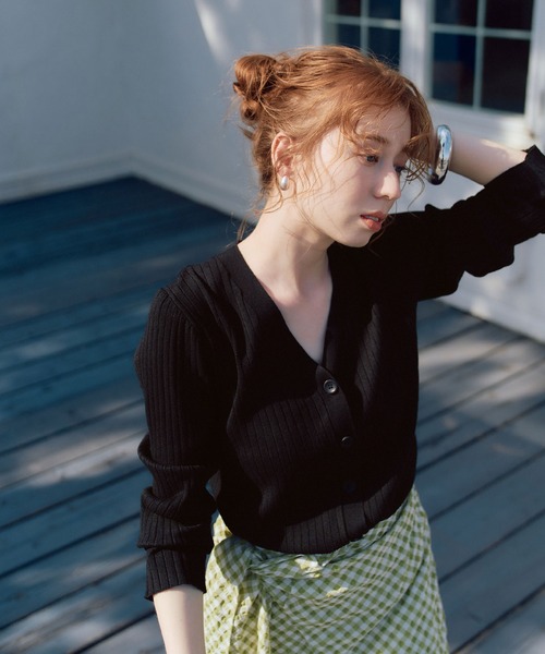 titivate（ティティベイト）の「ランダムリブニットカーディガン（カーディガン/ボレロ・レディース・アイボリー/ライトブルー/ブラウン/ブラック・S/M/L）」の12枚目の写真