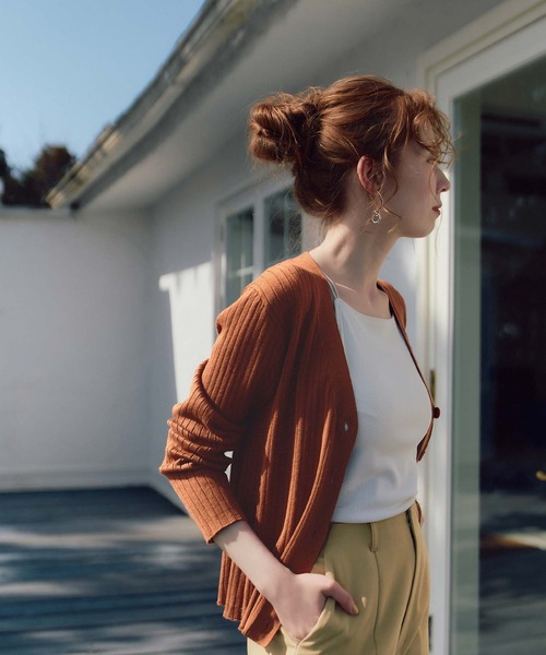 titivate（ティティベイト）の「ランダムリブニットカーディガン（カーディガン/ボレロ・レディース・アイボリー/ライトブルー/ブラウン/ブラック・S/M/L）」の13枚目の写真