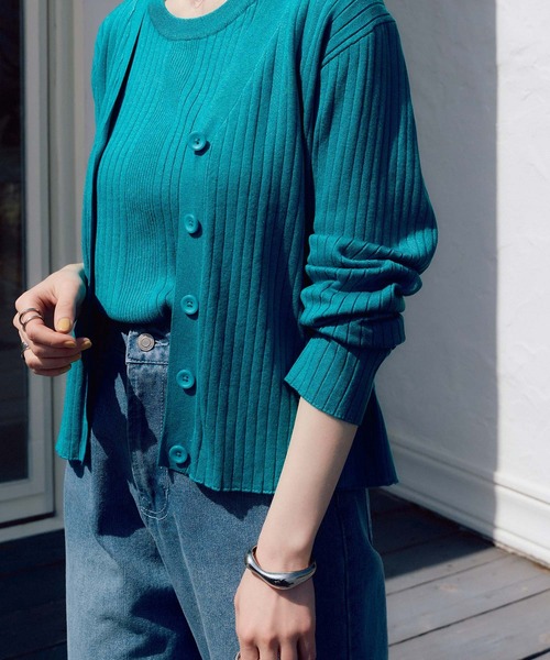 titivate（ティティベイト）の「ランダムリブニットカーディガン（カーディガン/ボレロ・レディース・アイボリー/ライトブルー/ブラウン/ブラック・S/M/L）」の16枚目の写真