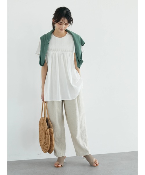 CRAFT STANDARD BOUTIQUE（クラフトスタンダードブティック）の「L/Cツイルタックパンツ　＊◆（その他パンツ・レディース・ダークネイビー/ベージュ・M/L）」の3枚目の写真