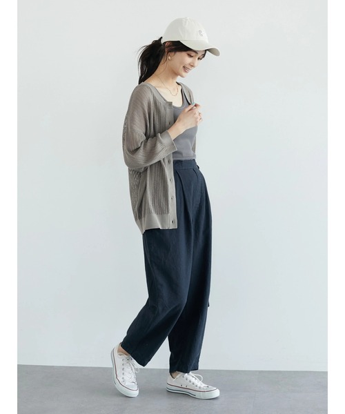 CRAFT STANDARD BOUTIQUE（クラフトスタンダードブティック）の「L/Cツイルタックパンツ　＊◆（その他パンツ・レディース・ダークネイビー/ベージュ・M/L）」の4枚目の写真