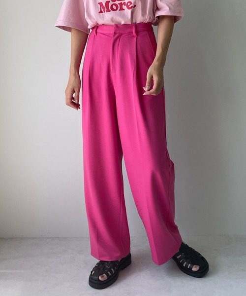 LE MORE（リモア）の「ポンチストレートカラータックパンツ（その他パンツ・レディース・アイボリー/グリーン/オレンジ/ピンク/ブラック・FREE）」の5枚目の写真