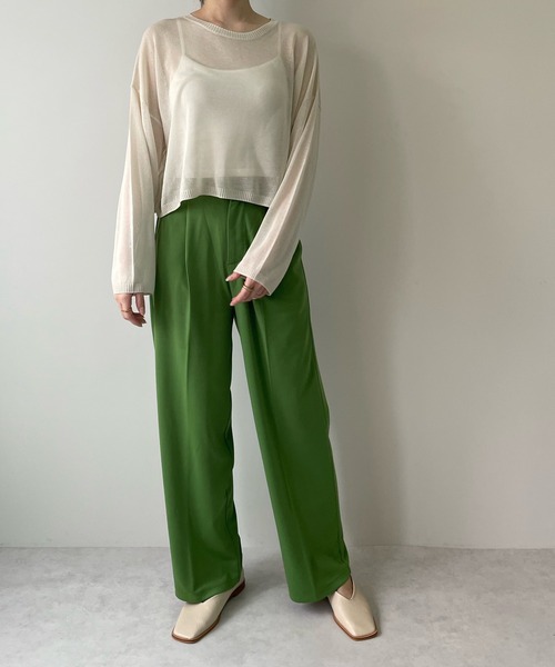 LE MORE（リモア）の「ポンチストレートカラータックパンツ（その他パンツ・レディース・アイボリー/グリーン/オレンジ/ピンク/ブラック・FREE）」の9枚目の写真