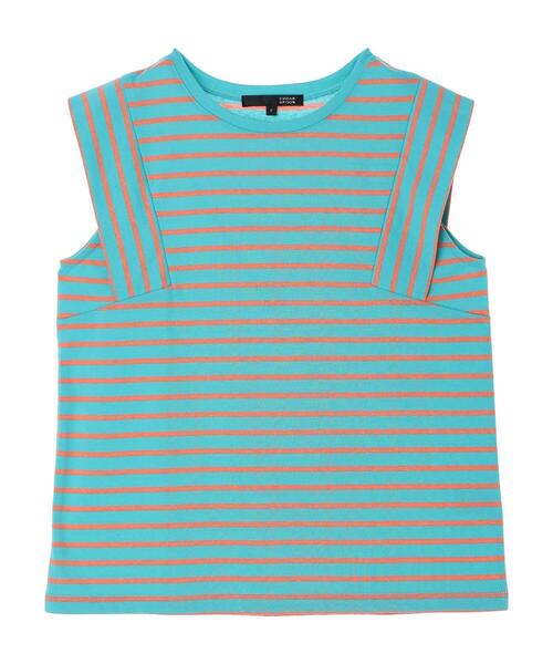 Sugar spoon(シュガースプーン)の「・SUGAR SPOON ボーダースクエアTシャツ(Tシャツ/カットソー・レディース・ピンク/ターコイズブルー/ブルー/グリーン・FREE)」の2枚目の写真