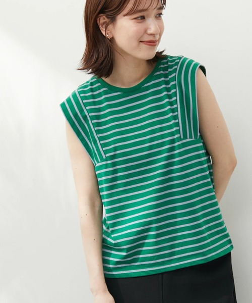 Sugar spoon(シュガースプーン)の「・SUGAR SPOON ボーダースクエアTシャツ(Tシャツ/カットソー・レディース・ピンク/ターコイズブルー/ブルー/グリーン・FREE)」の1枚目の写真