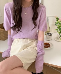 Anuenue（アヌエヌエ）の「2WAY アームウォーマー付き半袖ニットトップス（ニット/セーター）」