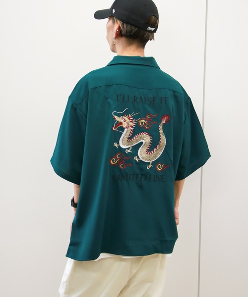 VENCEEXCHANGE（ヴァンスエクスチェンジ）の「ドラゴンバック刺繍半袖ベトシャツ（シャツ/ブラウス・メンズ・ブラック/グリーン/ブルー・M/L）」の3枚目の写真