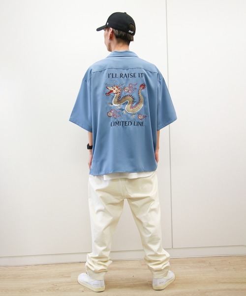 VENCEEXCHANGE（ヴァンスエクスチェンジ）の「ドラゴンバック刺繍半袖ベトシャツ（シャツ/ブラウス・メンズ・ブラック/グリーン/ブルー・M/L）」の4枚目の写真