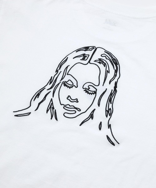 X-girl（エックスガール）の「EMBROIDERED FACE L/S TEE/ロゴ刺繍 ロンT/長袖Tシャツ（Tシャツ/カットソー・レディース・ブラック/ホワイト/パープル・L/XL/M/S）」の16枚目の写真