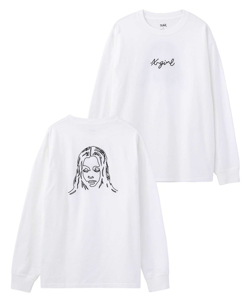X-girl（エックスガール）の「EMBROIDERED FACE L/S TEE/ロゴ