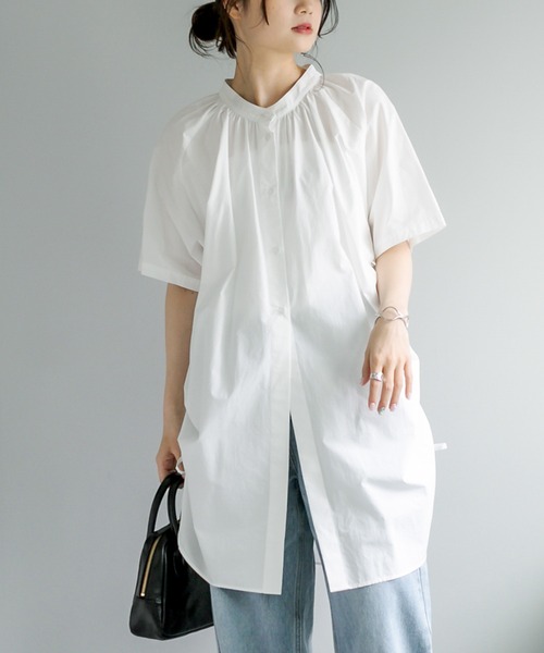 PUAL CE CIN(ピュアルセシン)の「【Du noir】サイドアジャストブラウス(シャツ/ブラウス・レディース・ホワイト/ブラック・FREE)」の1枚目の写真