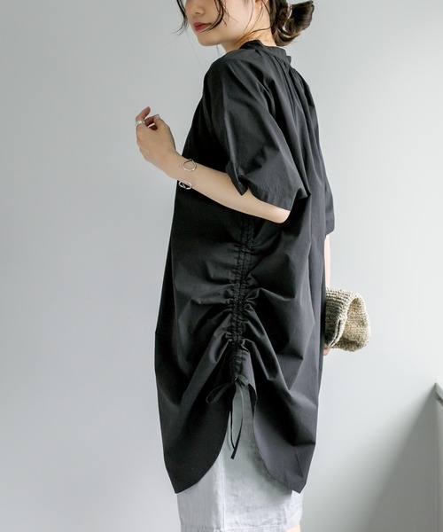 PUAL CE CIN(ピュアルセシン)の「【Du noir】サイドアジャストブラウス(シャツ/ブラウス・レディース・ホワイト/ブラック・FREE)」の2枚目の写真