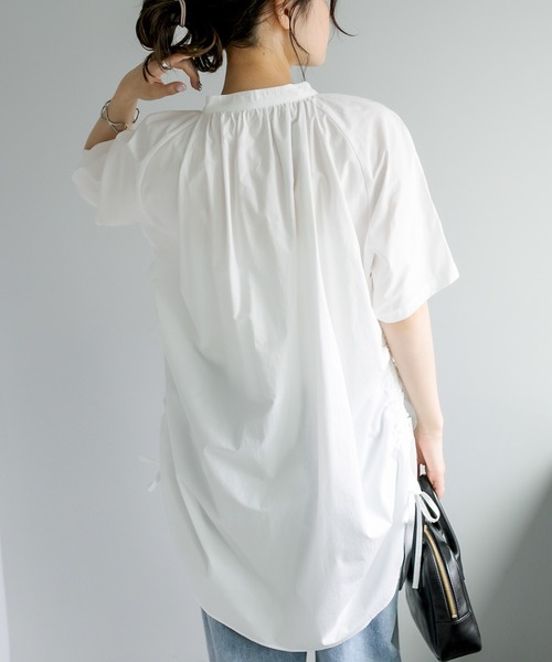 PUAL CE CIN(ピュアルセシン)の「【Du noir】サイドアジャストブラウス(シャツ/ブラウス・レディース・ホワイト/ブラック・FREE)」の6枚目の写真