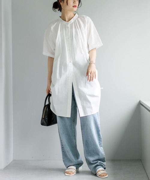 PUAL CE CIN(ピュアルセシン)の「【Du noir】サイドアジャストブラウス(シャツ/ブラウス・レディース・ホワイト/ブラック・FREE)」の4枚目の写真