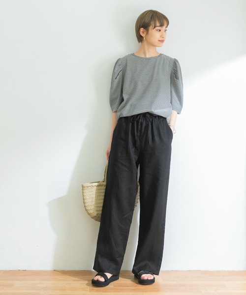 URBAN RESEARCH（アーバンリサーチ）の「リネンイージーワイドパンツ（その他パンツ・レディース・ブラック/ナチュラル/ブルー・FREE）」の15枚目の写真