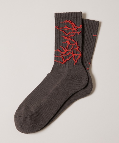 AIVER（アイバー）の「AIVER　棘ロゴソックス　MADE IN JAPAN（ソックス/靴下・メンズ・チャコールグレー/ブラック/オフホワイト・FREE）」の6枚目の写真