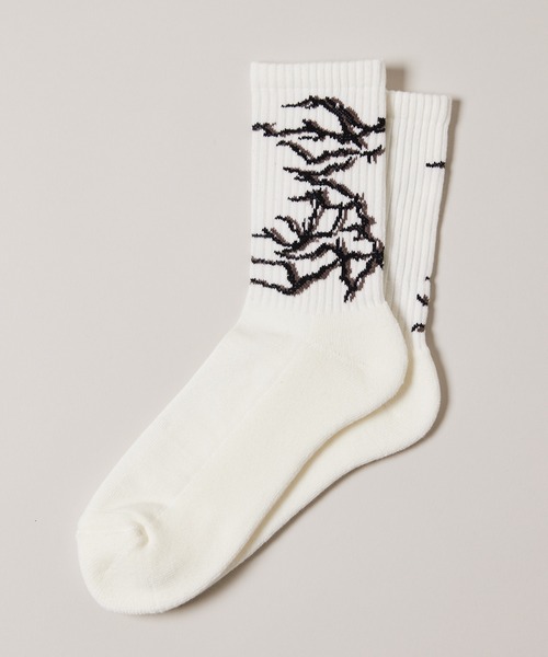 AIVER（アイバー）の「AIVER　棘ロゴソックス　MADE IN JAPAN（ソックス/靴下・メンズ・チャコールグレー/ブラック/オフホワイト・FREE）」の4枚目の写真