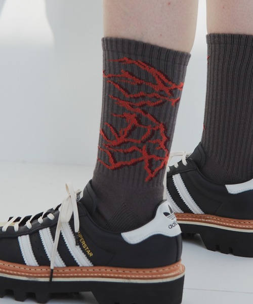 AIVER（アイバー）の「AIVER　棘ロゴソックス　MADE IN JAPAN（ソックス/靴下・メンズ・チャコールグレー/ブラック/オフホワイト・FREE）」の20枚目の写真