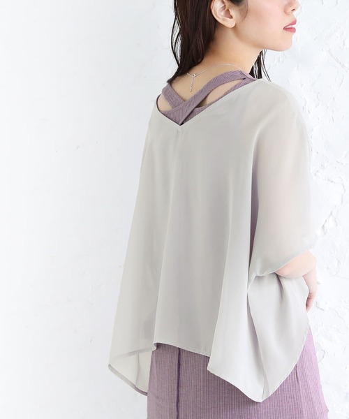 osharewalker（オシャレウォーカー）の「【廃盤】『シアートップス＆バッククロスリブタンクセット』（Tシャツ/カットソー・レディース・ブラック/グレー/グレイッシュブルー・1/2）」の2枚目の写真