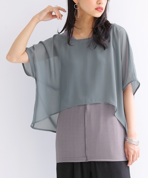 osharewalker（オシャレウォーカー）の「【廃盤】『シアートップス＆バッククロスリブタンクセット』（Tシャツ/カットソー・レディース・ブラック/グレー/グレイッシュブルー・1/2）」の3枚目の写真