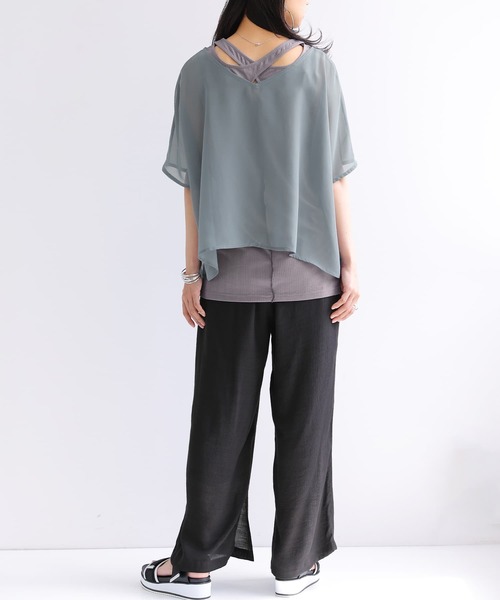 osharewalker（オシャレウォーカー）の「【廃盤】『シアートップス＆バッククロスリブタンクセット』（Tシャツ/カットソー・レディース・ブラック/グレー/グレイッシュブルー・1/2）」の14枚目の写真