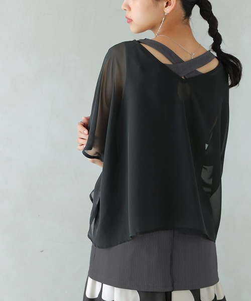 osharewalker（オシャレウォーカー）の「【廃盤】『シアートップス＆バッククロスリブタンクセット』（Tシャツ/カットソー・レディース・ブラック/グレー/グレイッシュブルー・1/2）」の7枚目の写真