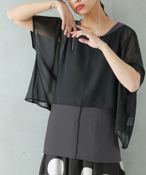 osharewalker（オシャレウォーカー）の「【廃盤】『シアートップス＆バッククロスリブタンクセット』（Tシャツ/カットソー・レディース・ブラック/グレー/グレイッシュブルー・1/2）」の4枚目の写真