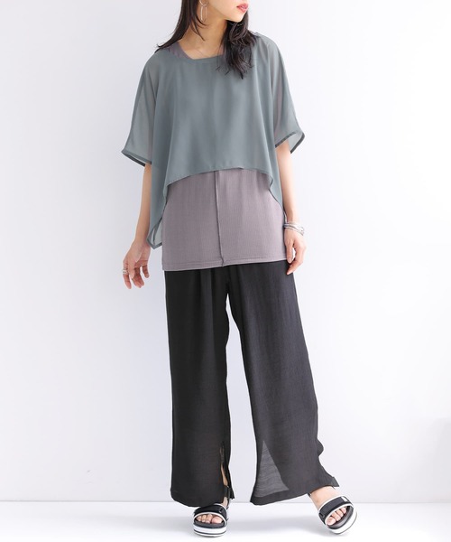 osharewalker（オシャレウォーカー）の「【廃盤】『シアートップス＆バッククロスリブタンクセット』（Tシャツ/カットソー・レディース・ブラック/グレー/グレイッシュブルー・1/2）」の18枚目の写真