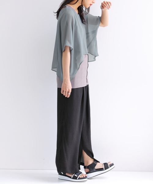 osharewalker（オシャレウォーカー）の「【廃盤】『シアートップス＆バッククロスリブタンクセット』（Tシャツ/カットソー・レディース・ブラック/グレー/グレイッシュブルー・1/2）」の10枚目の写真