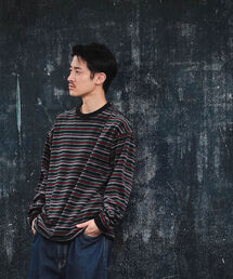 BEAMS | BEAMS / ベロア ボーダー イージー Tシャツ(Tシャツ/カットソー)