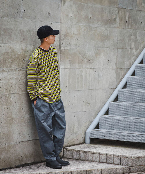 BEAMS（ビームス）の「BEAMS / ベロア ボーダー イージー Tシャツ（Tシャツ/カットソー・メンズ・ライム/ブラック/ブラウン・S/XL/L/M）」の4枚目の写真