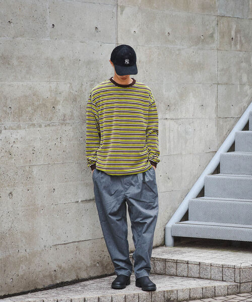 BEAMS（ビームス）の「BEAMS / ベロア ボーダー イージー Tシャツ（Tシャツ/カットソー・メンズ・ライム/ブラック/ブラウン・S/XL/L/M）」の6枚目の写真