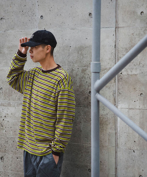 BEAMS（ビームス）の「BEAMS / ベロア ボーダー イージー Tシャツ（Tシャツ/カットソー・メンズ・ライム/ブラック/ブラウン・S/XL/L/M）」の7枚目の写真