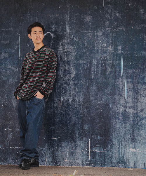 BEAMS（ビームス）の「BEAMS / ベロア ボーダー イージー Tシャツ（Tシャツ/カットソー・メンズ・ライム/ブラック/ブラウン・S/XL/L/M）」の12枚目の写真