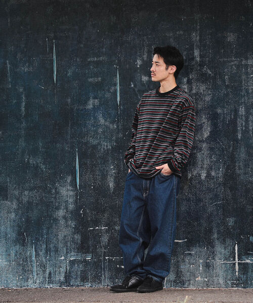 BEAMS（ビームス）の「BEAMS / ベロア ボーダー イージー Tシャツ（Tシャツ/カットソー・メンズ・ライム/ブラック/ブラウン・S/XL/L/M）」の13枚目の写真