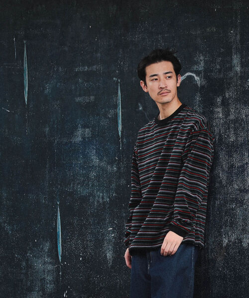 BEAMS（ビームス）の「BEAMS / ベロア ボーダー イージー Tシャツ（Tシャツ/カットソー・メンズ・ライム/ブラック/ブラウン・S/XL/L/M）」の14枚目の写真