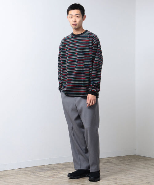 BEAMS（ビームス）の「BEAMS / ベロア ボーダー イージー Tシャツ（Tシャツ/カットソー・メンズ・ライム/ブラック/ブラウン・S/XL/L/M）」の16枚目の写真