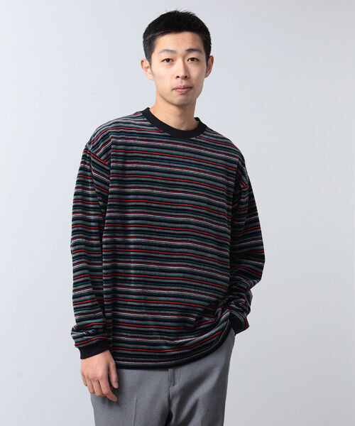 BEAMS（ビームス）の「BEAMS / ベロア ボーダー イージー Tシャツ（Tシャツ/カットソー・メンズ・ライム/ブラック/ブラウン・S/XL/L/M）」の17枚目の写真