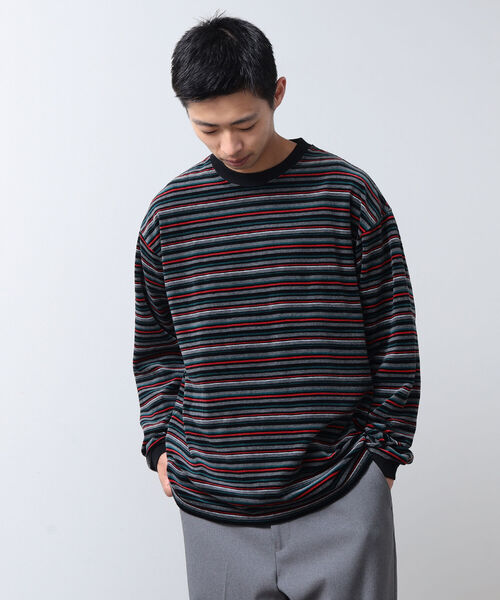 BEAMS（ビームス）の「BEAMS / ベロア ボーダー イージー Tシャツ（Tシャツ/カットソー・メンズ・ライム/ブラック/ブラウン・S/XL/L/M）」の18枚目の写真