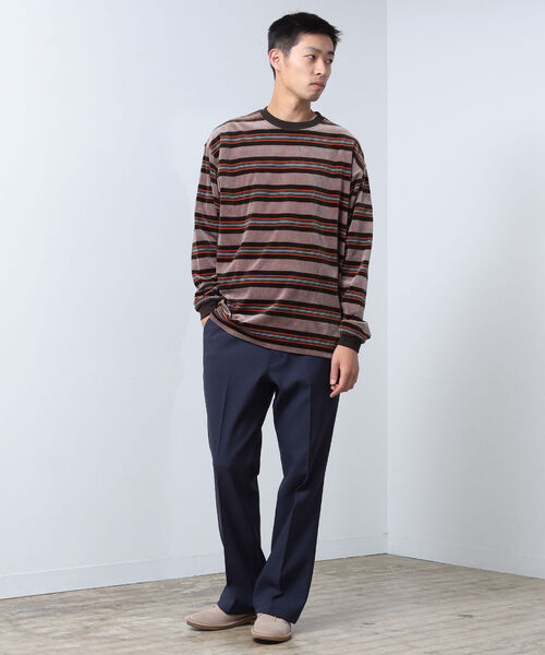 BEAMS（ビームス）の「BEAMS / ベロア ボーダー イージー Tシャツ（Tシャツ/カットソー・メンズ・ライム/ブラック/ブラウン・S/XL/L/M）」の19枚目の写真
