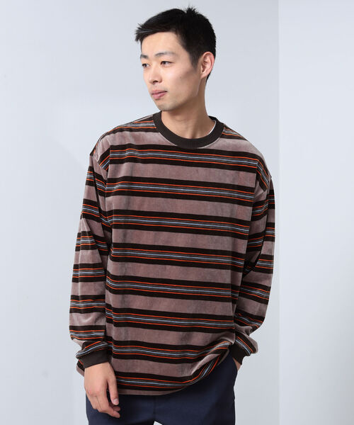 BEAMS（ビームス）の「BEAMS / ベロア ボーダー イージー Tシャツ（Tシャツ/カットソー・メンズ・ライム/ブラック/ブラウン・S/XL/L/M）」の21枚目の写真