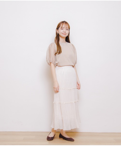 flower（フラワー）の「クリアスリーブティーズ（Tシャツ/カットソー・レディース・ベージュ/アイボリー・FREE）」の20枚目の写真