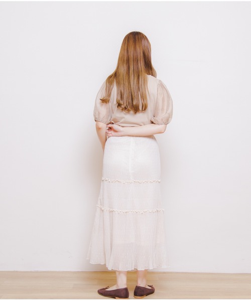 flower（フラワー）の「クリアスリーブティーズ（Tシャツ/カットソー・レディース・ベージュ/アイボリー・FREE）」の22枚目の写真