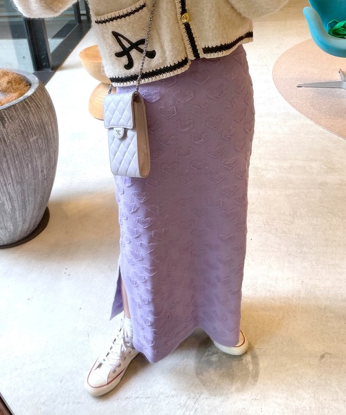 Alley by w closet（アリーバイダブルクローゼット）の「【Alley】ハートニットスカート（スカート・レディース・ピンク/ブラック/パープル・FREE）」の13枚目の写真