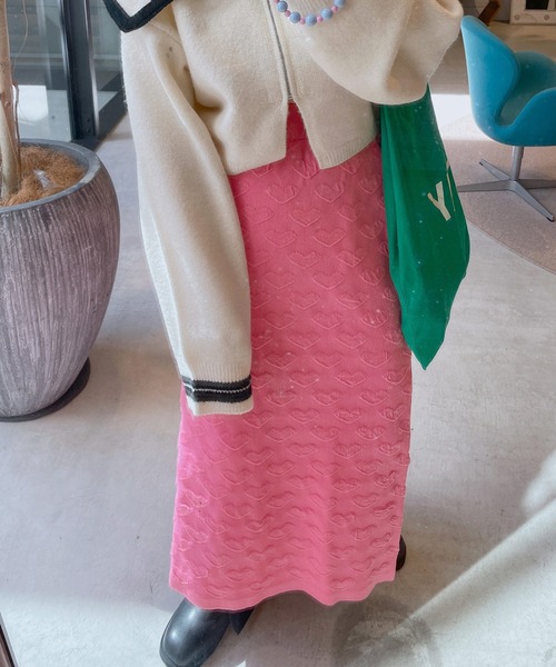 Alley by w closet（アリーバイダブルクローゼット）の「【Alley】ハートニットスカート（スカート・レディース・ピンク/ブラック/パープル・FREE）」の17枚目の写真